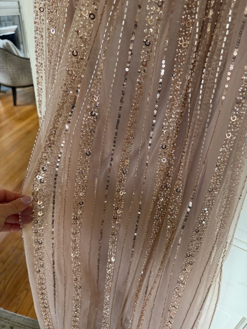 Ladivine CD0238 Gold Beaded Prom Dress Size 10 Floor Length Formal Gown - Picture 6 of 11